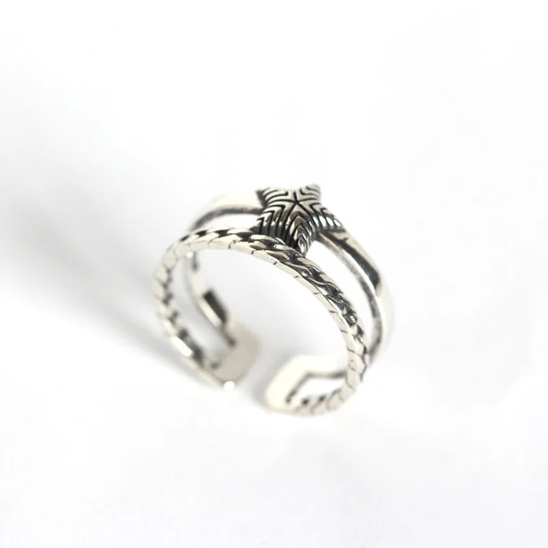 

Korean fashion silver jewelry 925 sterling silver double geometric star hipster index finger ring, As pics