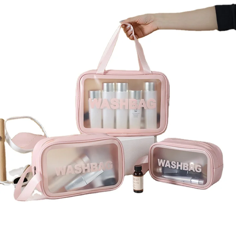 

Custom Logo Waterproof PVC Transparent Clear Zipper Beauty Organizer Storage Bath Wash Cosmetic Makeup Bag Case, Customized