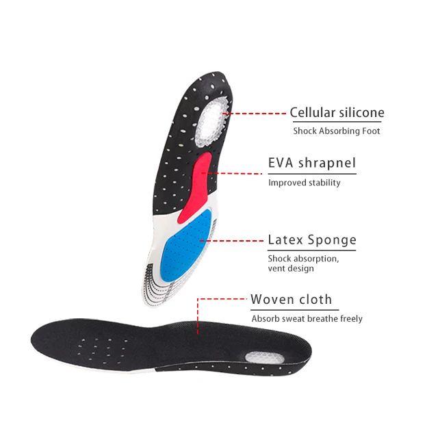 

JHW087 EVA Shock Absorption Sport Running Insole Plantar fasciitis insoles, Color is customized