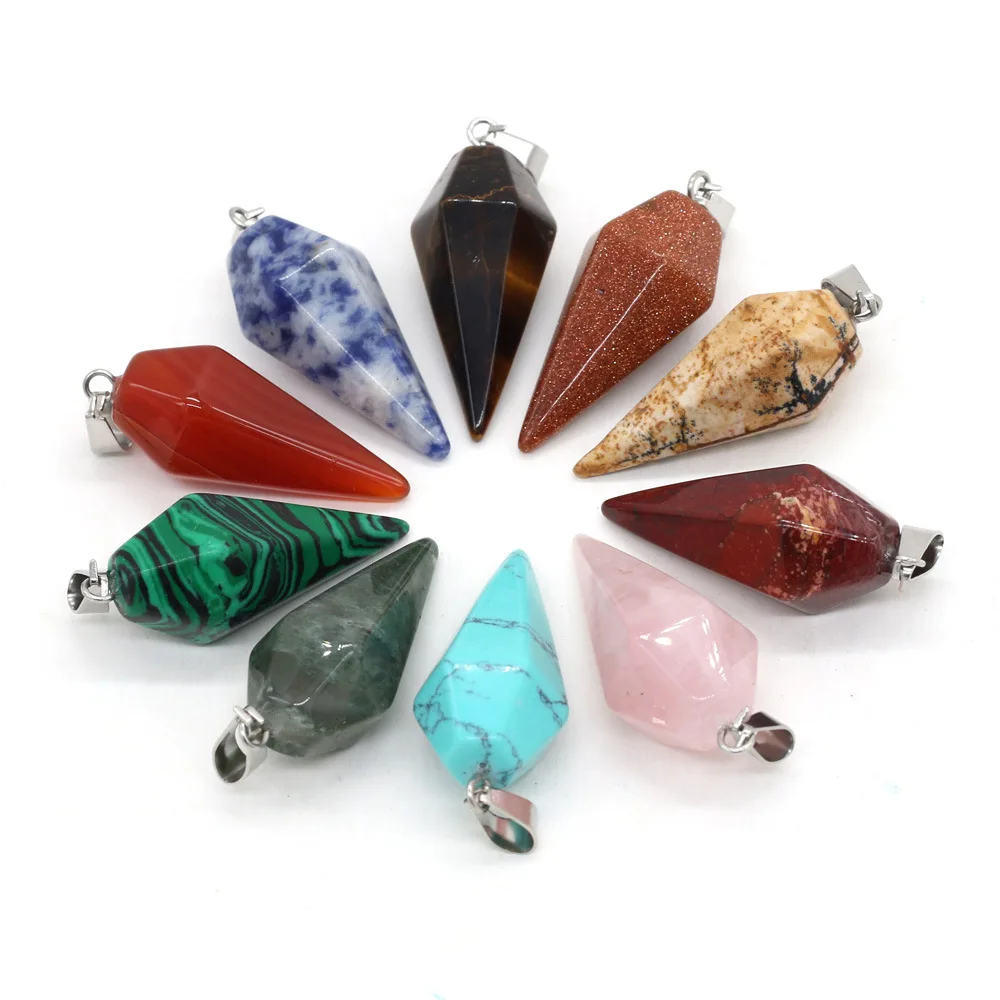 

Wholesale necklace DIY pendant natural stone cone shape exquisite pendant for jewelry making DIY
