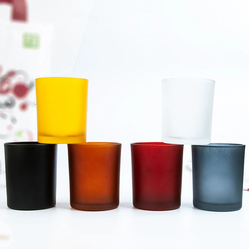 Frosted Amber Glass Candle Jars Bulk Empty Clean Candle Containers with Bamboo Lids for Making Candles