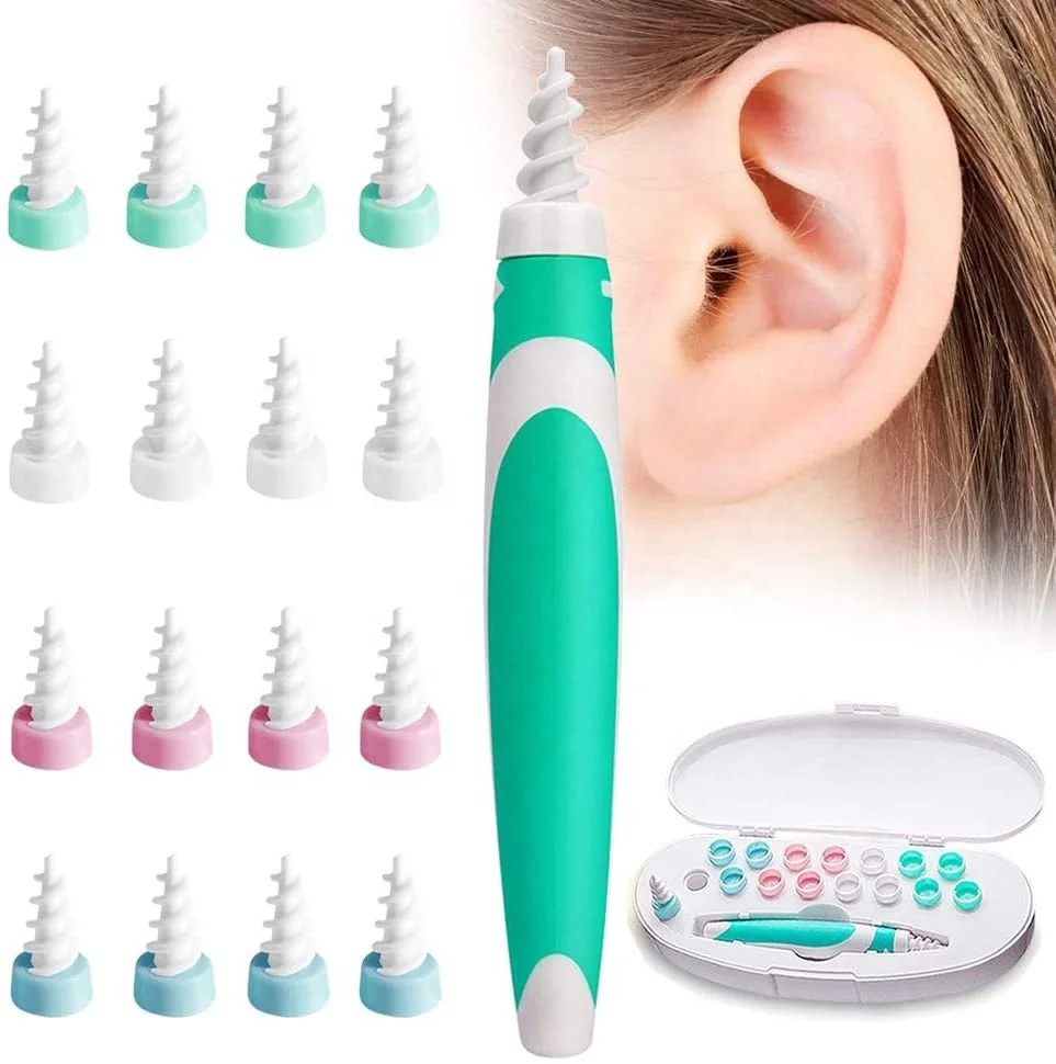 

Gutsbox Upgraded q-Grips Ear Wax Remover Spiral Ear Cleaner Set Ear Wax Cleaner Smart Removal for Adults and Kids, Green