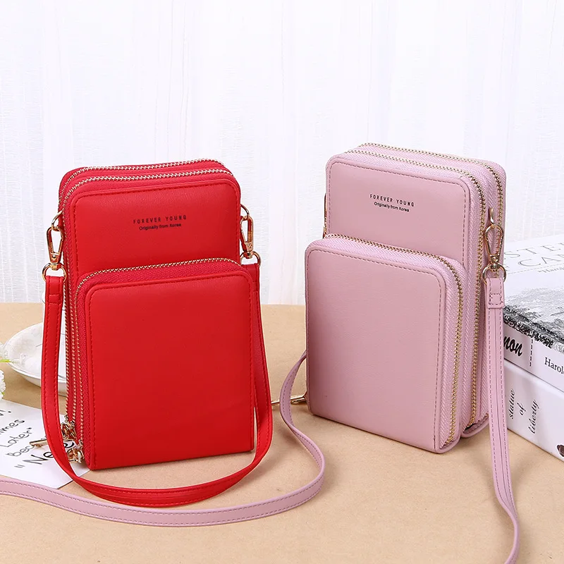 

2020 Hot sale korean fashion ladies large capacity sling shoulder bag mobile phone carry bag for universal cell phone bag, As picture shows