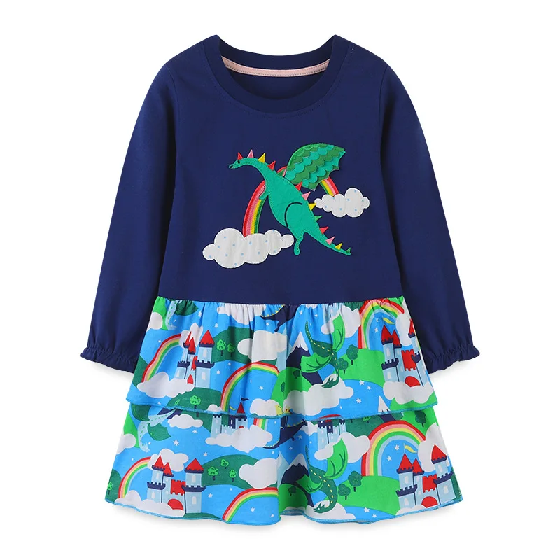 

girl dress long sleeve embroidered dresses cotton casual kids clothes girls