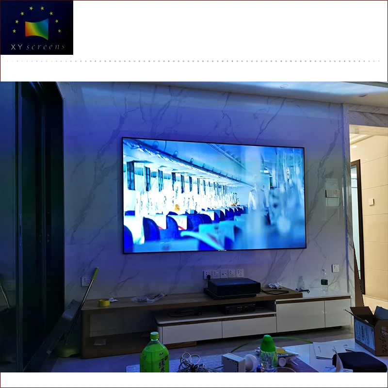 

100inch xyscreen best living room 4K alr ust projector screen with 12mm thin frame