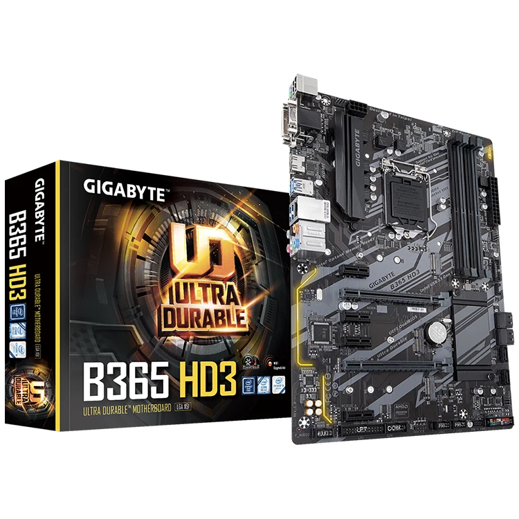 

GIGABYTE B365 HD3 with B365 Chipset Gaming Motherboard Support for 9th and 8th Core i9 i7 i5 i3 Pentium Celeron Processors