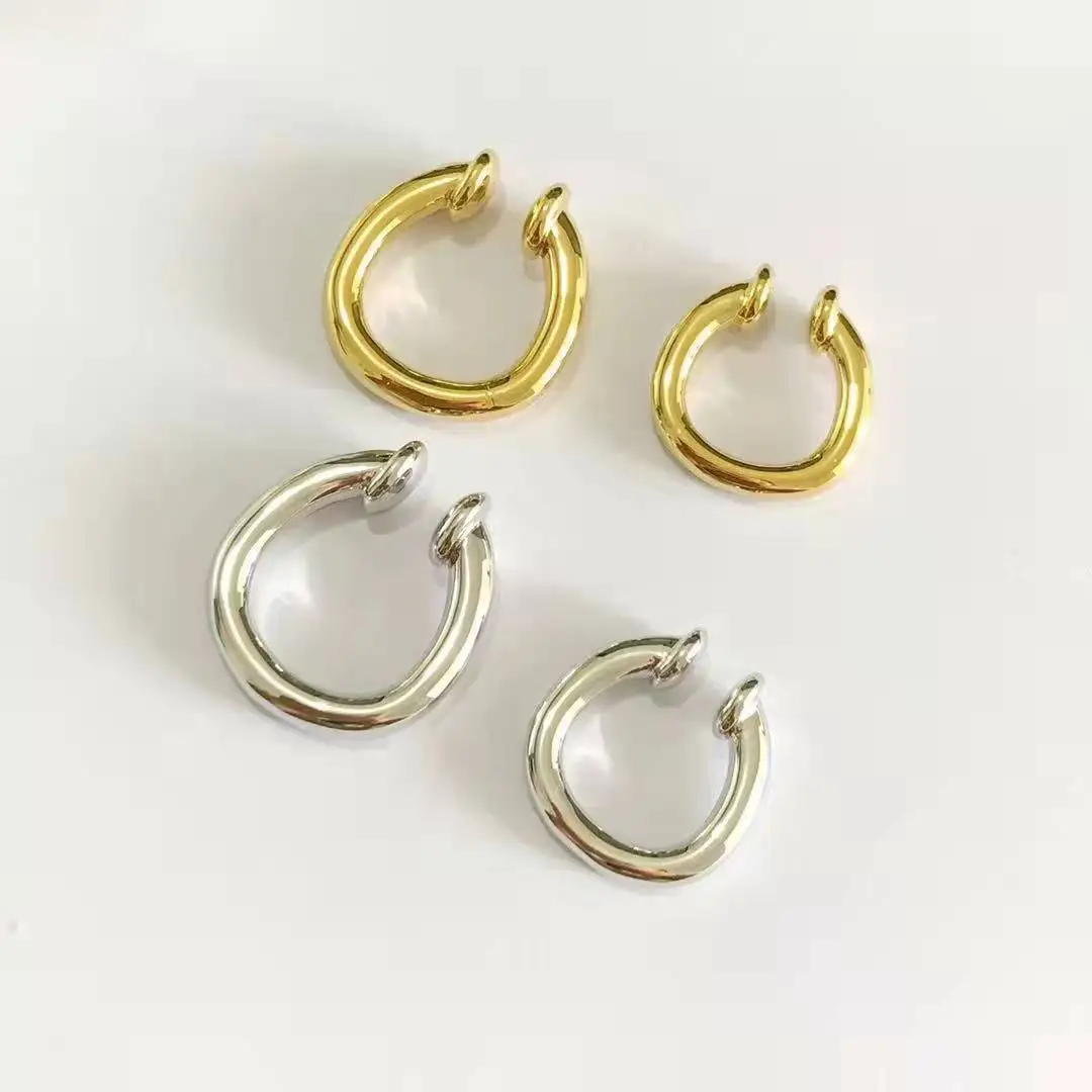 

Golden Clip Earring 18k gold plated cartilage earrings Silver chic fashion earrings Single sale trendy wide fashion 2022 ring