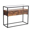 Wholesale Furniture Dealers Modern Console Table Entryway Wood Glass Long Sofa Small Glass Hall Table