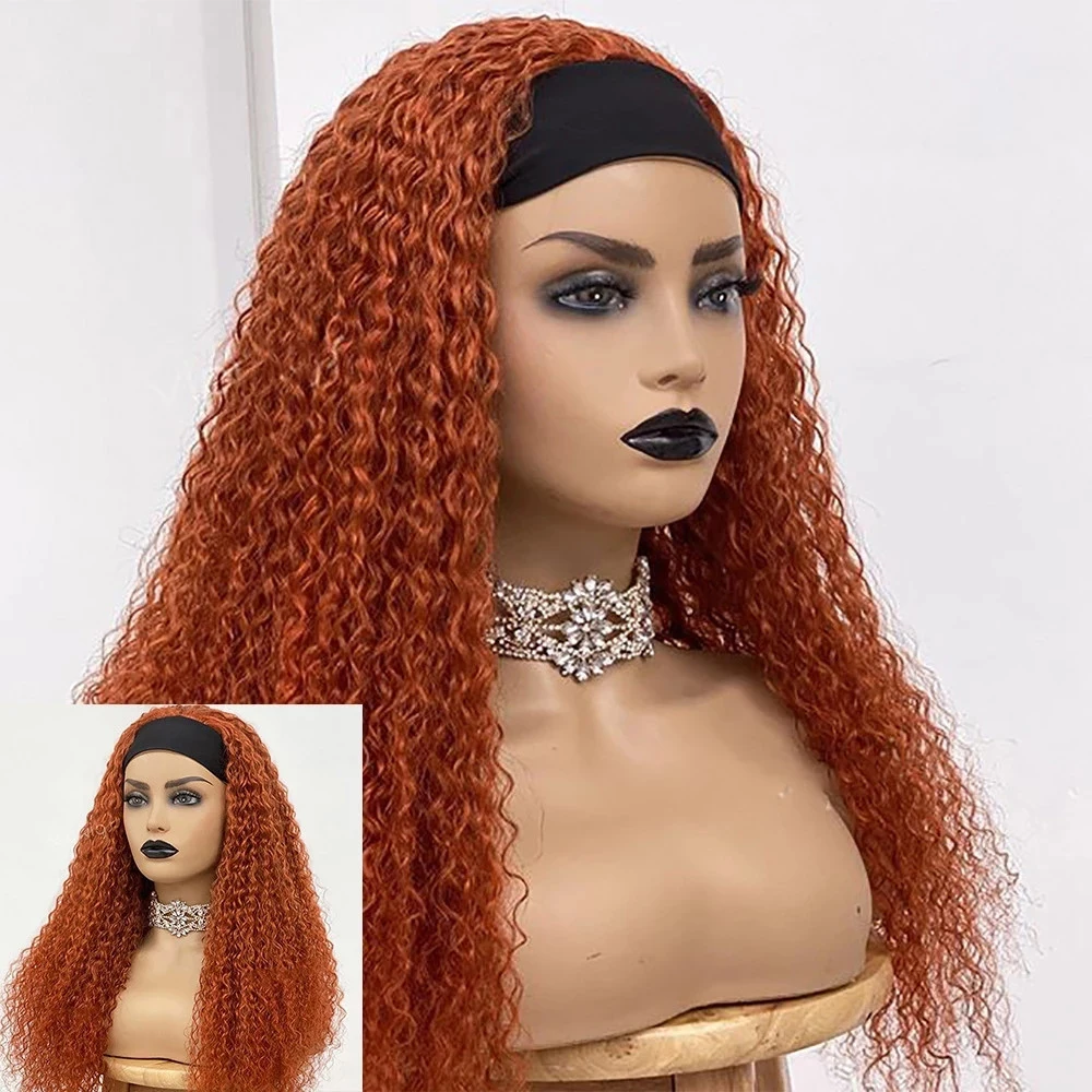 jrx扭结人发假发橙色头带假发巴西人发机给女人做假发