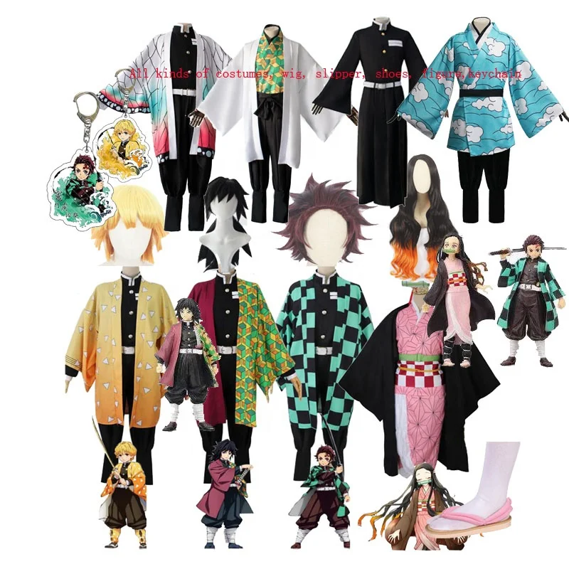 

Ecowalson Anime Demon Slayer: Kimetsu No Yaiba Zenitsu Giyu Tanjirou Kamado Nezuko Cosplay Women Kids Men Kimono Uniform, As shown