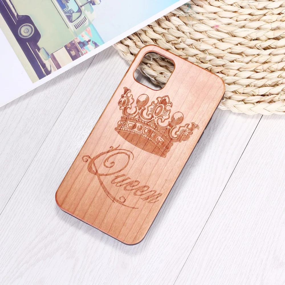 

For iPhone 12 case TPU plus wood package for apple radium crown protective case for iphone 7 8 plus, Log color