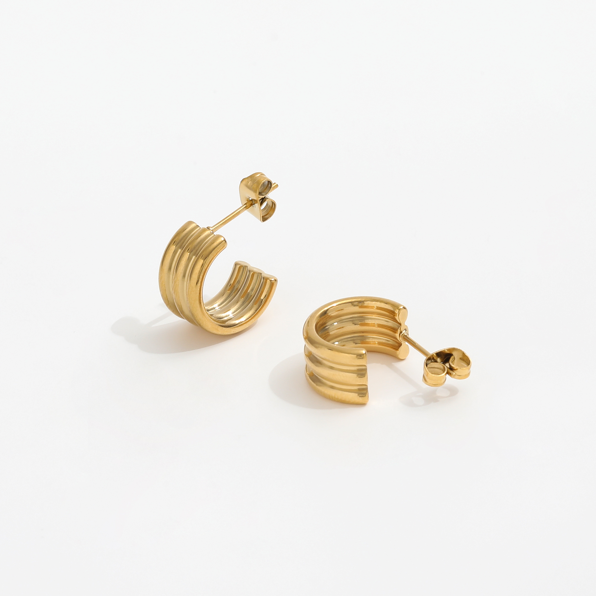 

JOOLIM High End 18K Gold Plated Quarter Hoop Earring Stainless Steel Jewelry