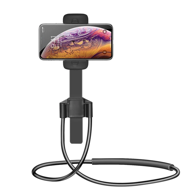 

2020 Hot Buy Lazy Cell Phone Holder Stand 360 Rotating Hanging on Neck Cell Phone Mount Holder Lazy Mobile Phone Bracket, Black