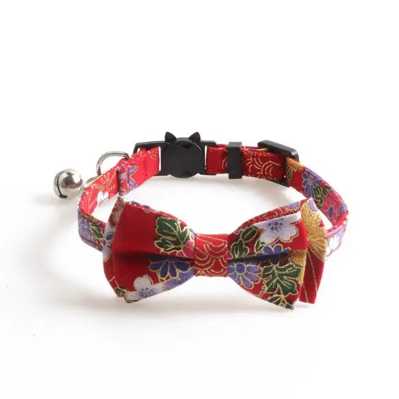 

Hot Sales Chinese Stylish Floral Fabric Cat Neck Collar With Lovely Bell