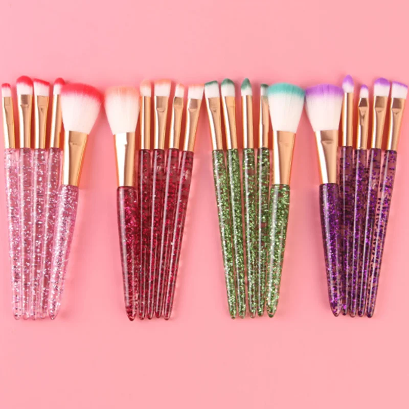 

Makeup Brushes Portable Crystal 5pcs Makeup Brushes Concealer Loose Powder Set High Quality Professional Beauty Tools Wholesale