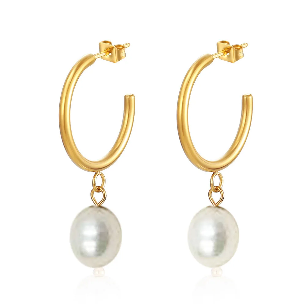 Natural Rice Pearl Stainless Steel Pvd 18k Gold Waterproof AAA100% Nature Freshwater Pearlswholesale Price