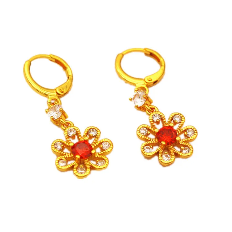 

Brass Goldplated Fashion Fashion Jewelry Earrings Female Vietnam Sand Gold Inlaid Zircon Earrings