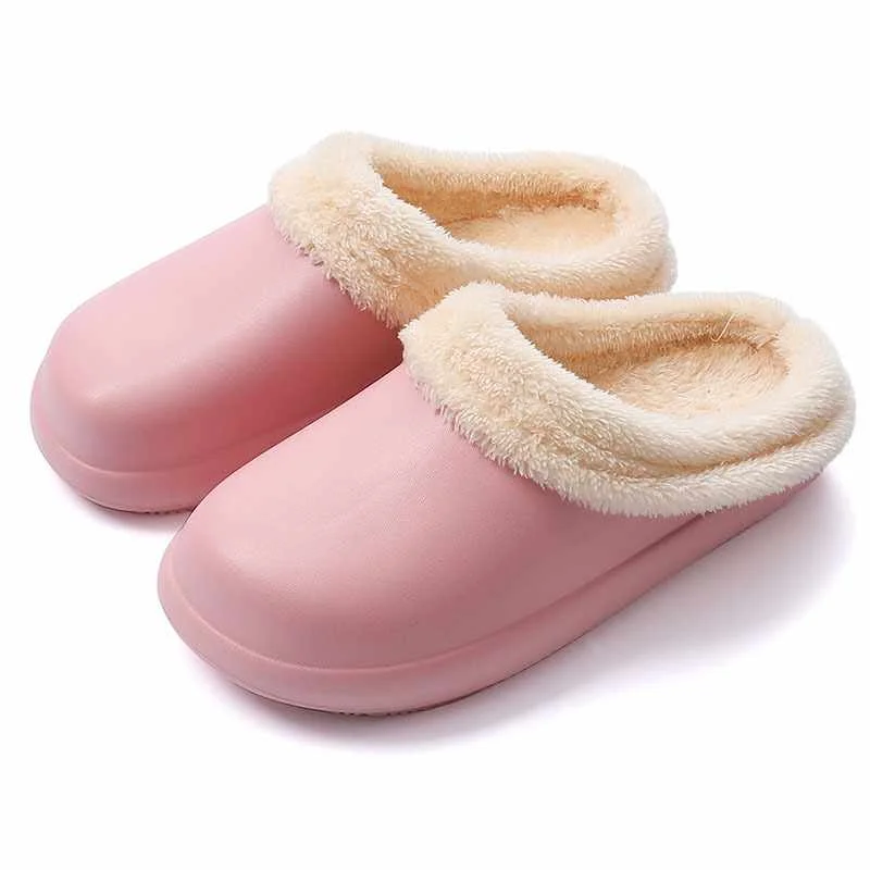 

Winter New Style Eva Waterproof And Warm Men's Slippers Non Slip Plus Velvet Women's Home Cotton Slippers, Women:blue,yellow,pink,purple,men:green,yellow,grey