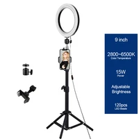 

Amazon 9inch15w USB Beauty Video Studio Photo makeup Lamp 2700K-6500K Photography Ring Light Led With Tripod Stand for Live