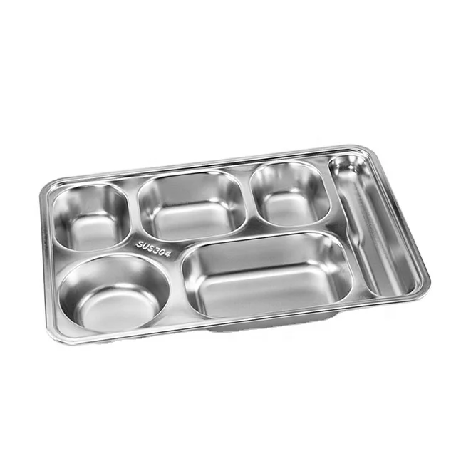 

eco-friendly stainless steel Japanese style divided lunchserving dish dinner tray fast food plate, Natural