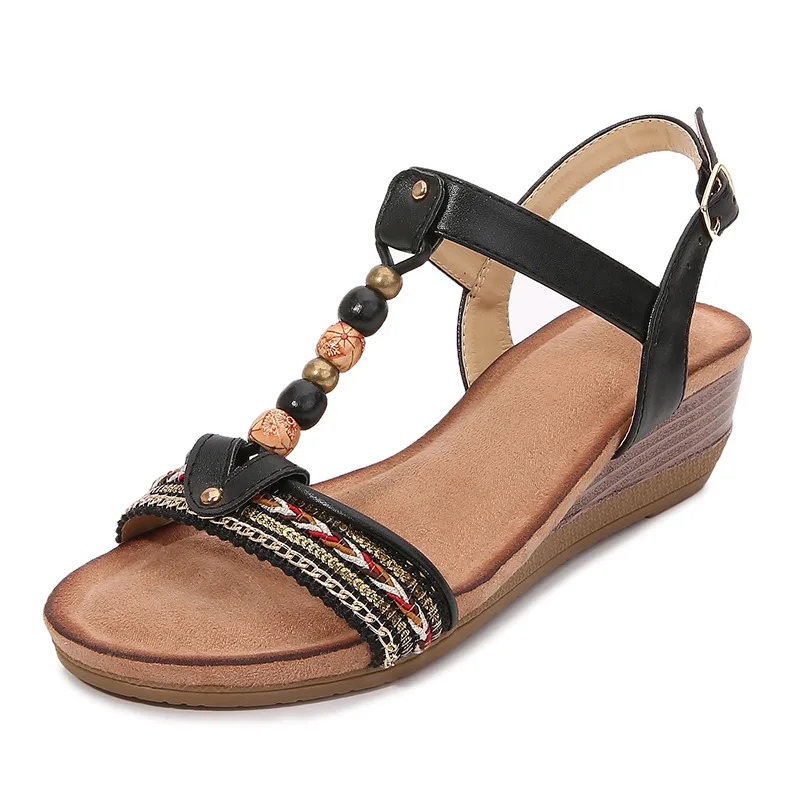 

Wholesale Amazon hot sale latest Female Buckle Strap Sandals Ladies Women Casual Spring Sandals Fashion Women`s Sandals, Red,black,brown,apricot