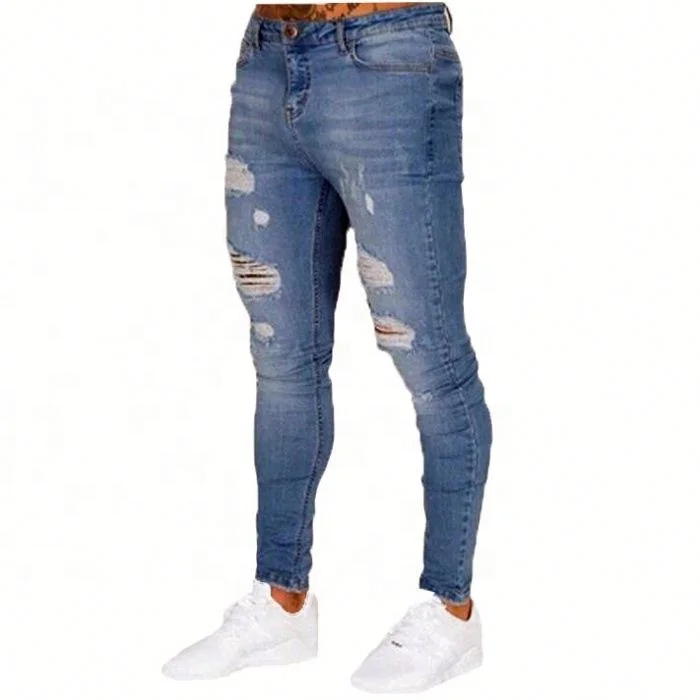 

JH Cotton Jean Men's Pants Vintage Hole Cool Trousers for Guys Summer Europe America Style Plus Size 3XL ripped jeans Male