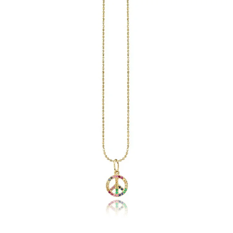 

Gold plated sterling silver pendant fashion peace symbol necklace 925