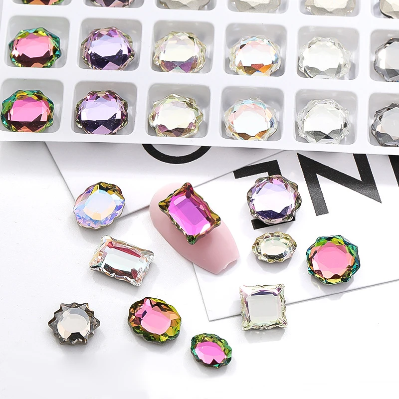 

Dongzhou Multiple Size Magic Mirror Series 8 Colors Crystal Pointed Back Stone For Nail Art Accessories