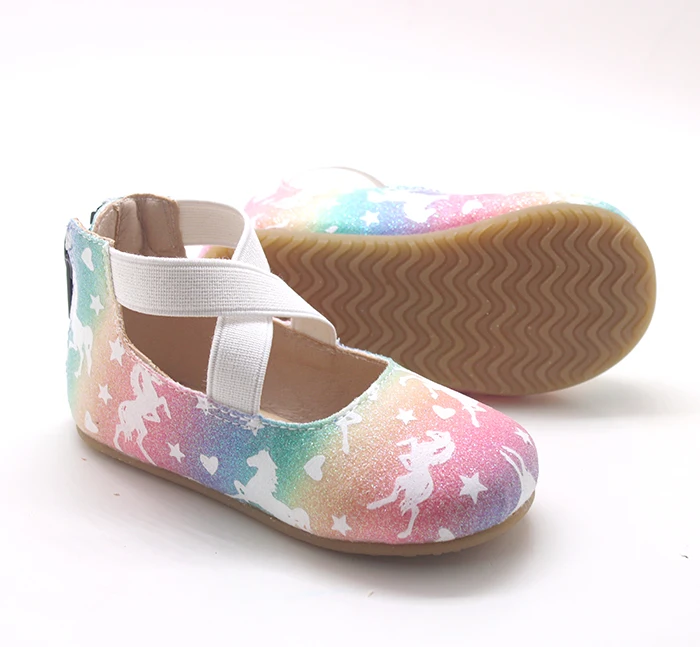 

glow in the dark neon color enchanted glitter leather baby girl ballet flat fabric shoes baby