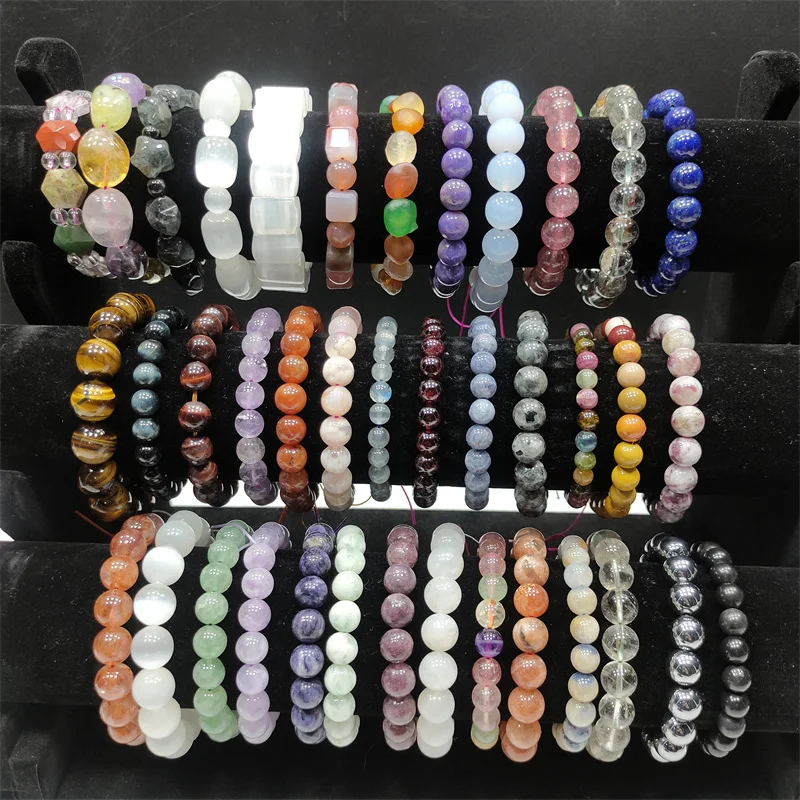 

Wholesale Natural Crystal Healing Stone Crafts Energy Beads Gemstone Bracelet Crystal Bracelets, Mixed color