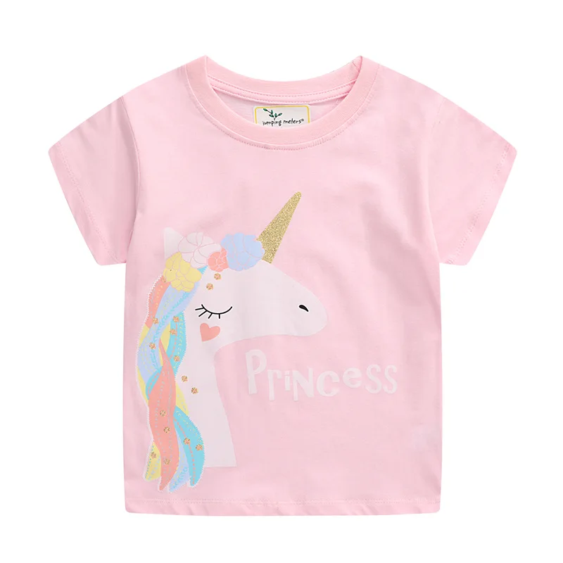 

Hot Sale 2021 New Fashion Little Girl Short Sleeved T-Shirt Cotton Cute Print Unicorn Casual Tee Machine Washable