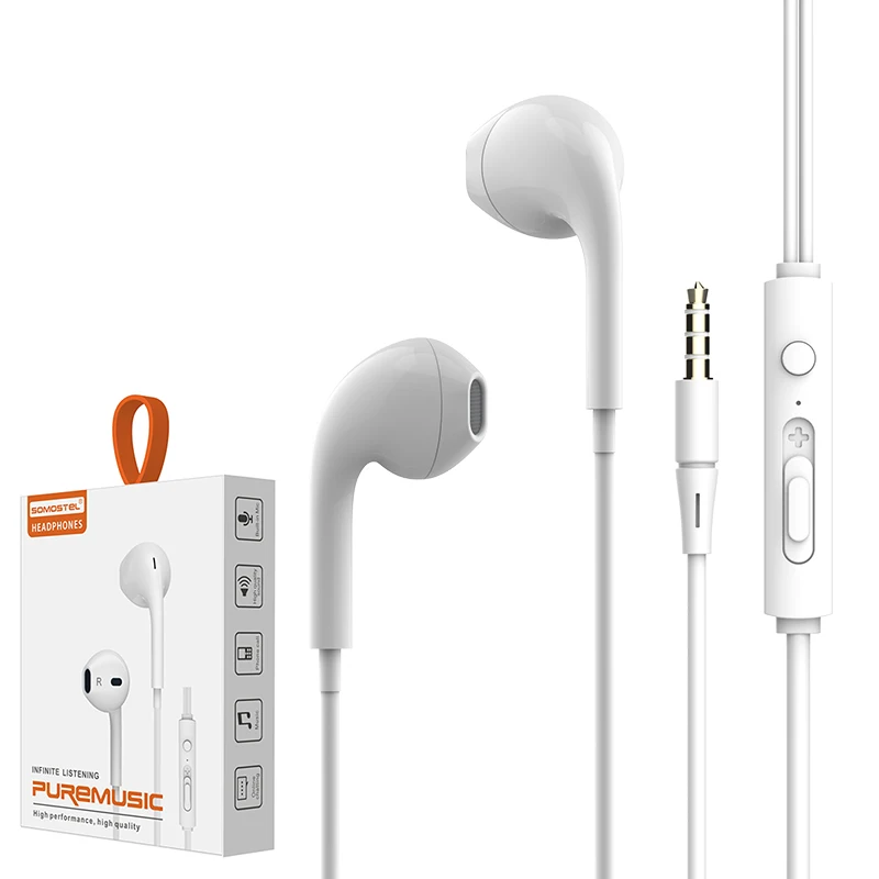 

[Somostel Audifono]SMS-CJ02 Clear Bass Promotional Wired Earphone Audifonos with 3.5mm Jack/Type-C Jack, Black,white