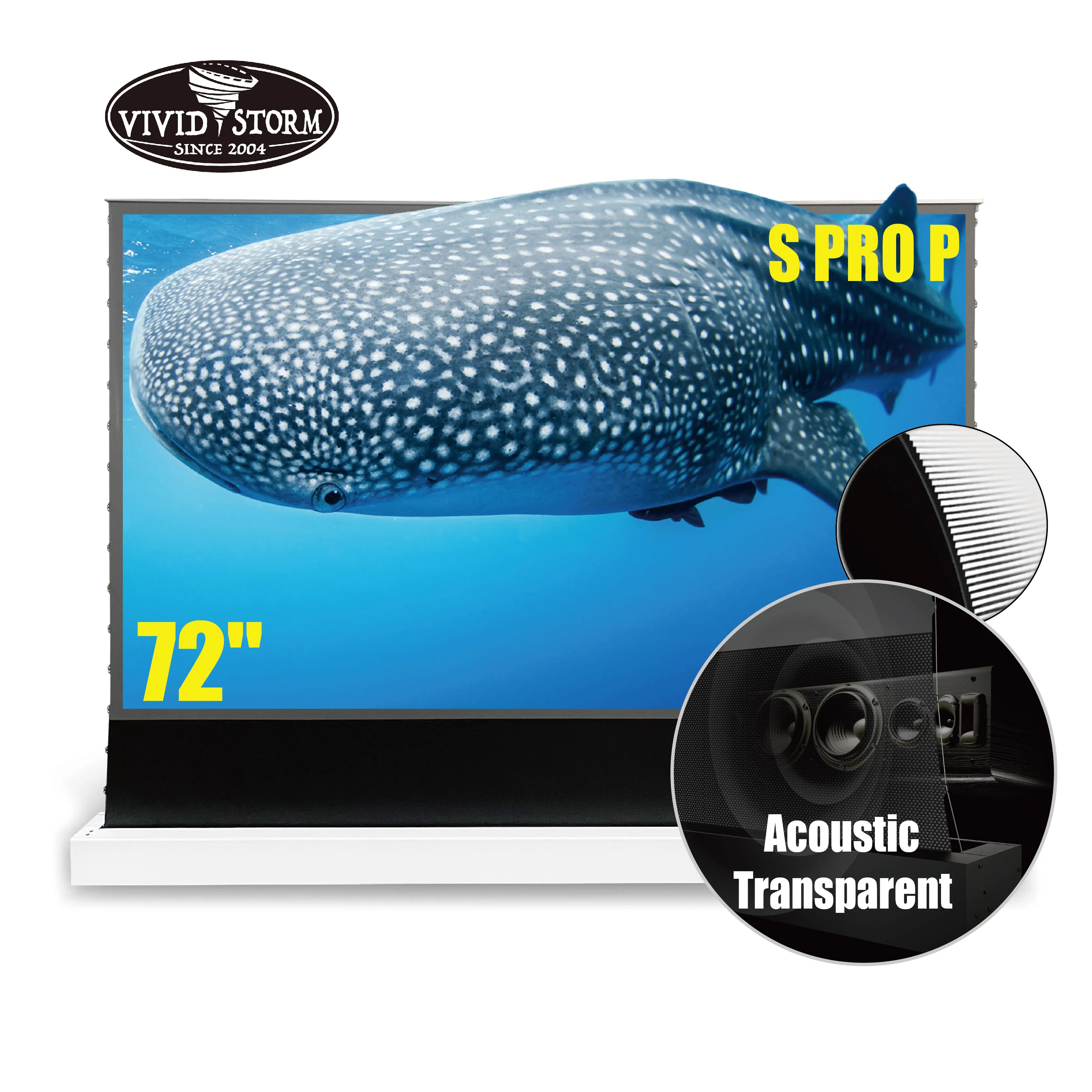 

S PRO P 72 inch VIVIDSTORM Electric Tension Floor Screen for UST ALR sound acoustically transparent projector screen