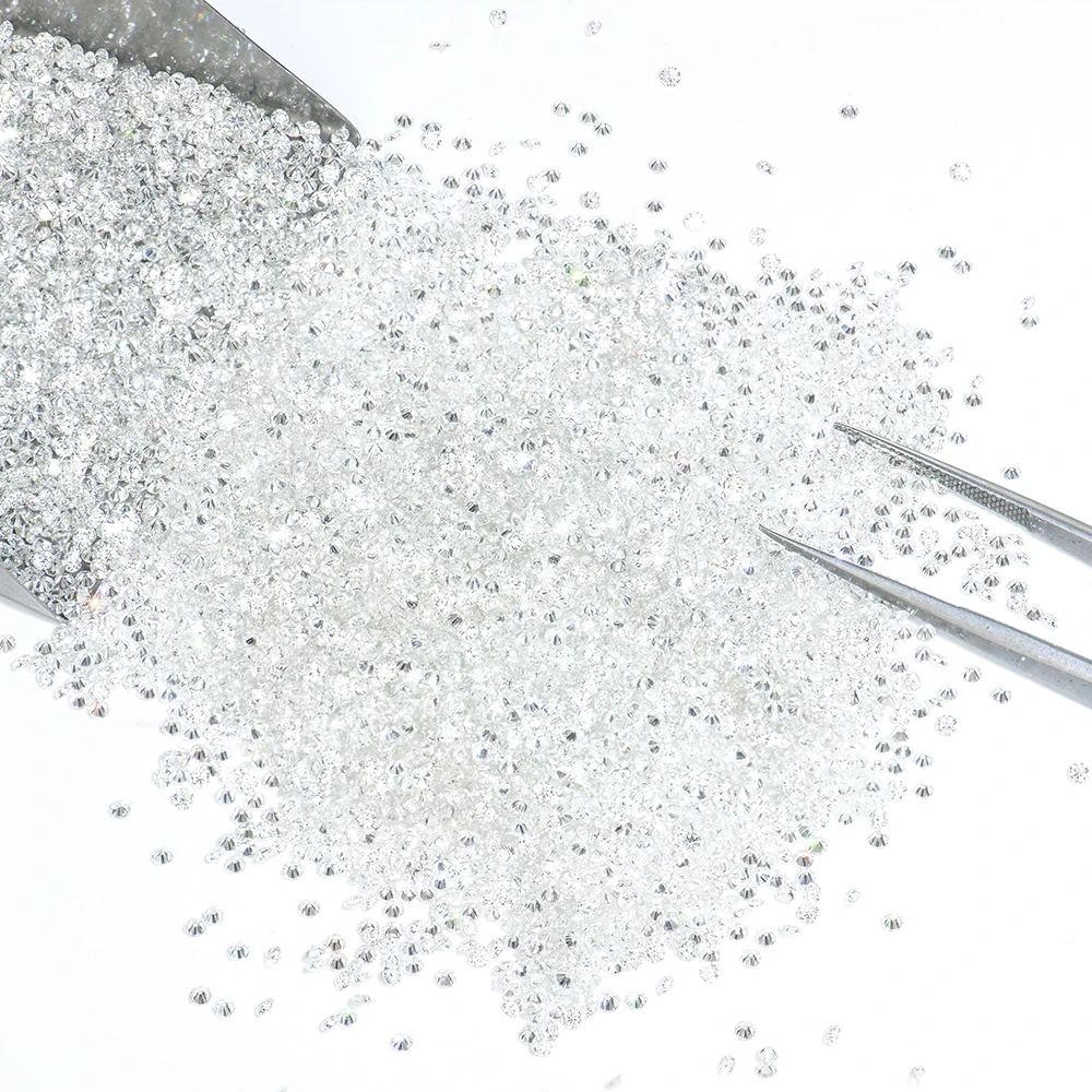 Supplier Top Quality Melee Moissanite Diamonds 0.5-2.0mm VVS1 White DEF Round Cut Melee Size Moissanite for Fine Jewelry Making
