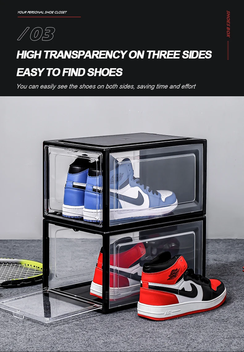 Clear Acrylic Stackable Shoe Storage Box Plastic Shoe Box Wholesale Transparent Custom