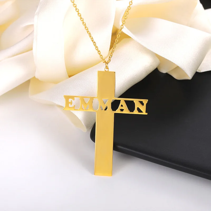 

2021 Stainless Steel Necklaces Custom Name Cross Pendent Personalized Name Necklace