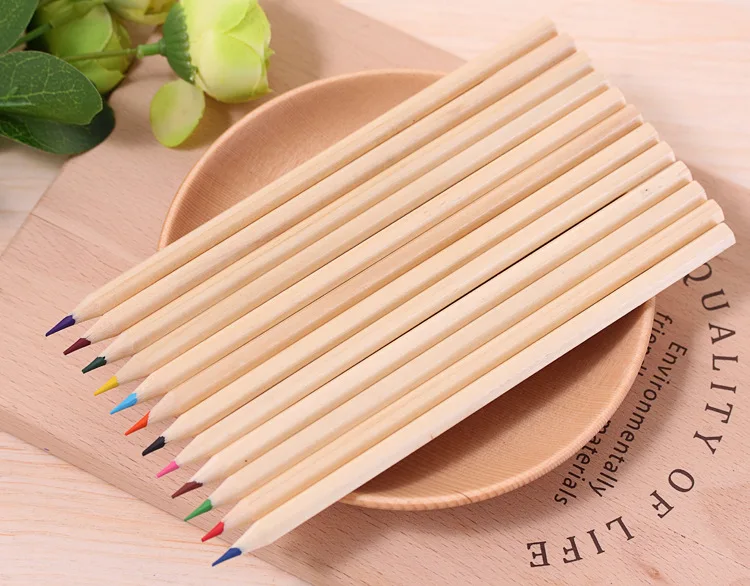 
Promotional Eco-Friendly Professional Natural Rainbow Short Wooden Coloured Pencil 12 Color Pencils Set With Box 