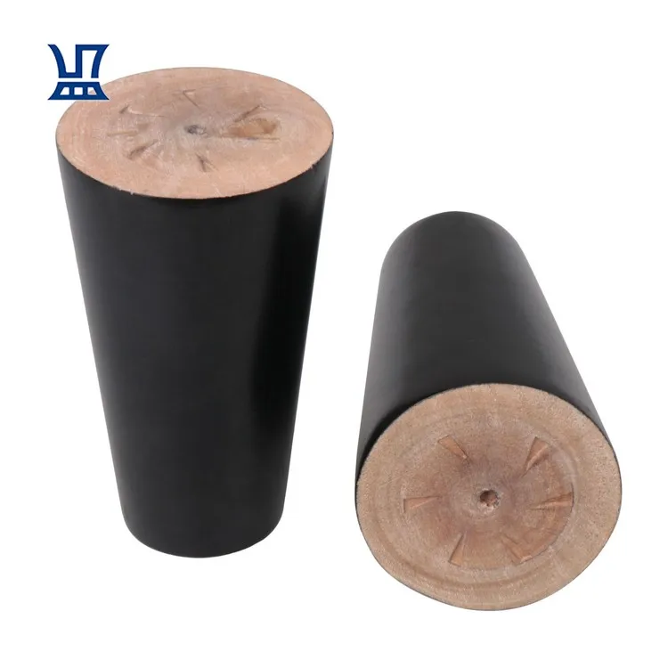 

BQLZR Set Of 4 Black Legs Round Tapered Mid Century Solid Wood Furniture Legs
