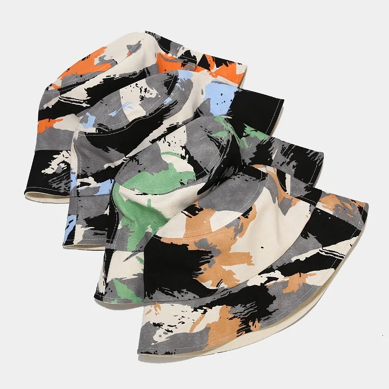 

INSTOCK wholesale print color block sportwear men fishing outdoor camouflage graffiti bucket hat custom camo gorras-al-por-mayo