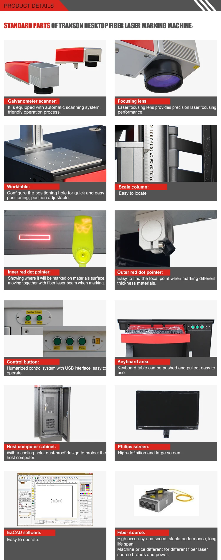 20W Desktop Mopa Colorful Laser Marking Machine For Stainless Steel
