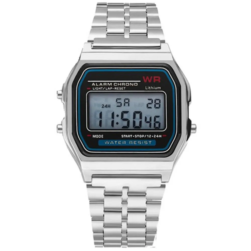 

Hot Selling Alarm Stainless Steel Digital Watch Calendar Stopwatch Cheap Led Wrist Watch