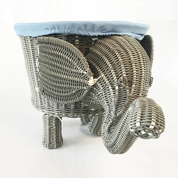 

Renel Handmade PE Rattan Woven Elephant Shape Kids Cloth Laundry Basket