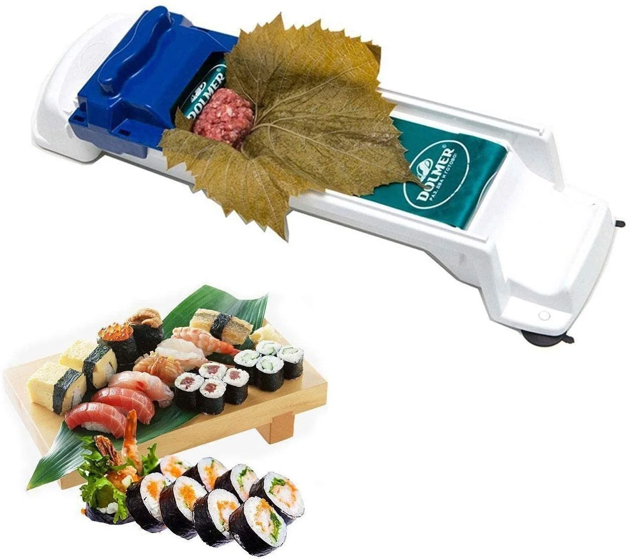 

Hot sale 2.5 inches length Turkish style manual vegetable meat sushi rolling machine for kitchen, Blue