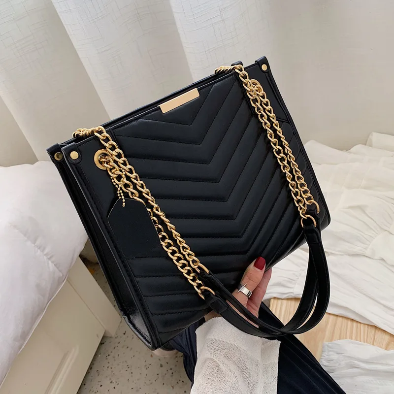 

2021 fashion faux leather ladies bags luxury black women tote bag