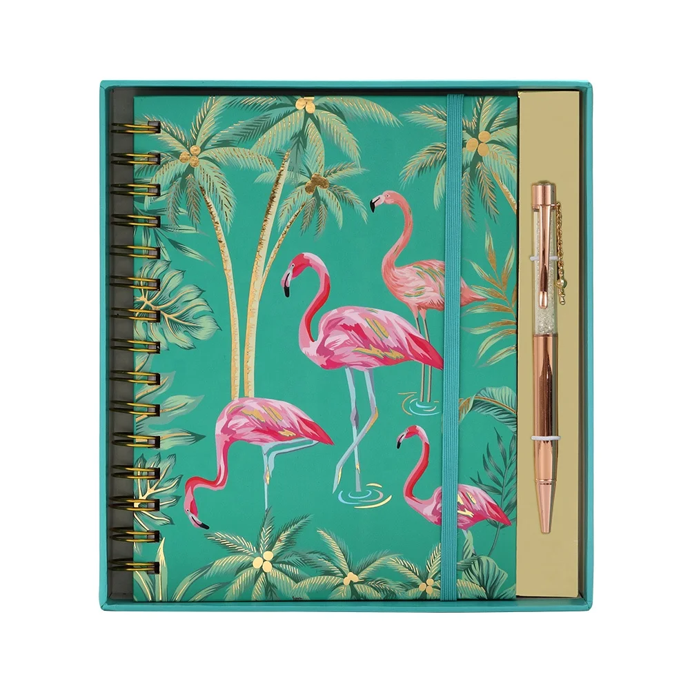 

Holiday Teachers Day Journal Notebook And Pen Gifts Sets Custom Office Flamingo Stationery Gift Set