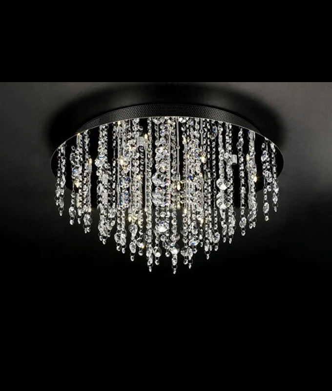 Flush mount crystal chandelier