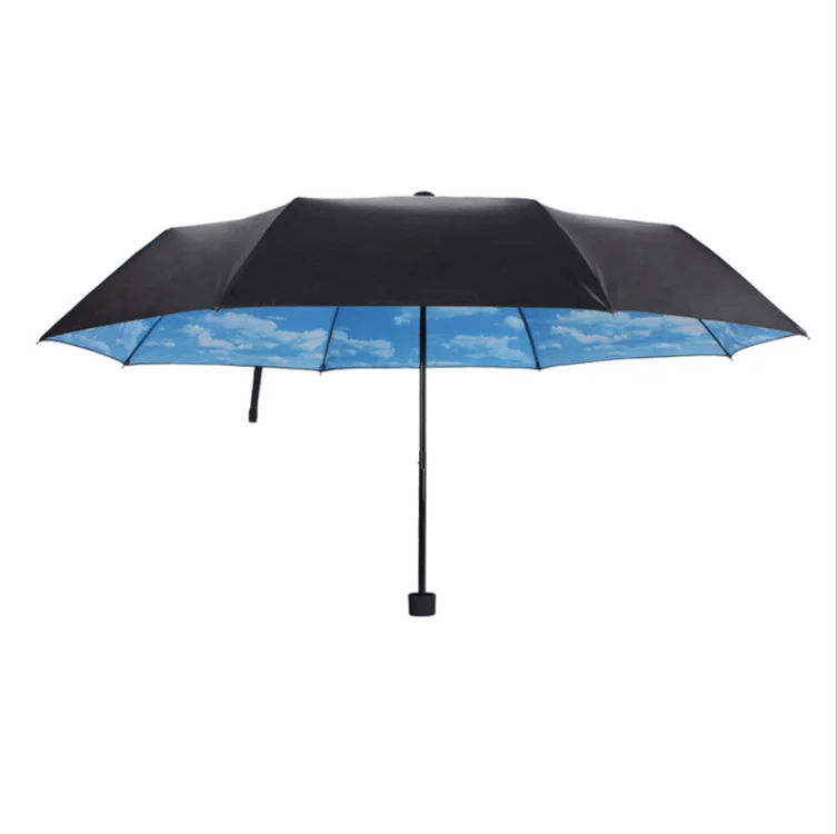 

Sun protection female creative Korea blue sky white cloud parasol folding umbrella