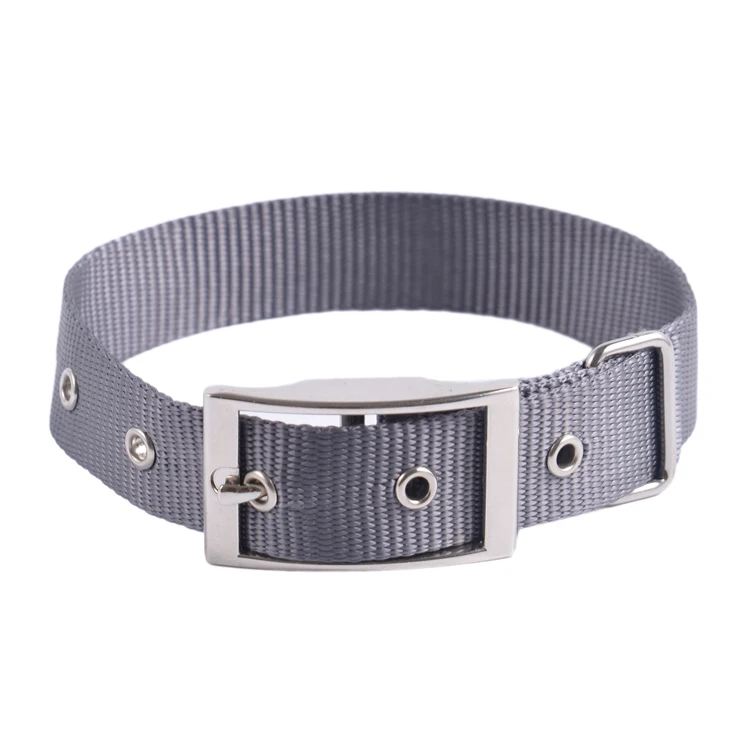 

Mixed Size Custom Logo Adjustable Metal Buckle Durable Nylon Pet Dog Collar, All colors can be customed