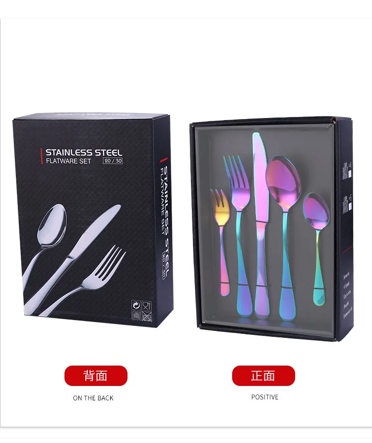 4-24pcs Iridescent Fork Spoon Stainless Steel Cutlery Set Gold/Colourful/Black 