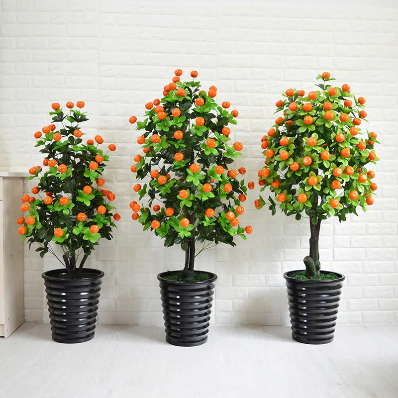 

QSLHFH-1115 Wholesale Living Room Decoration Potted Plants Artificial Orange Tree, Green